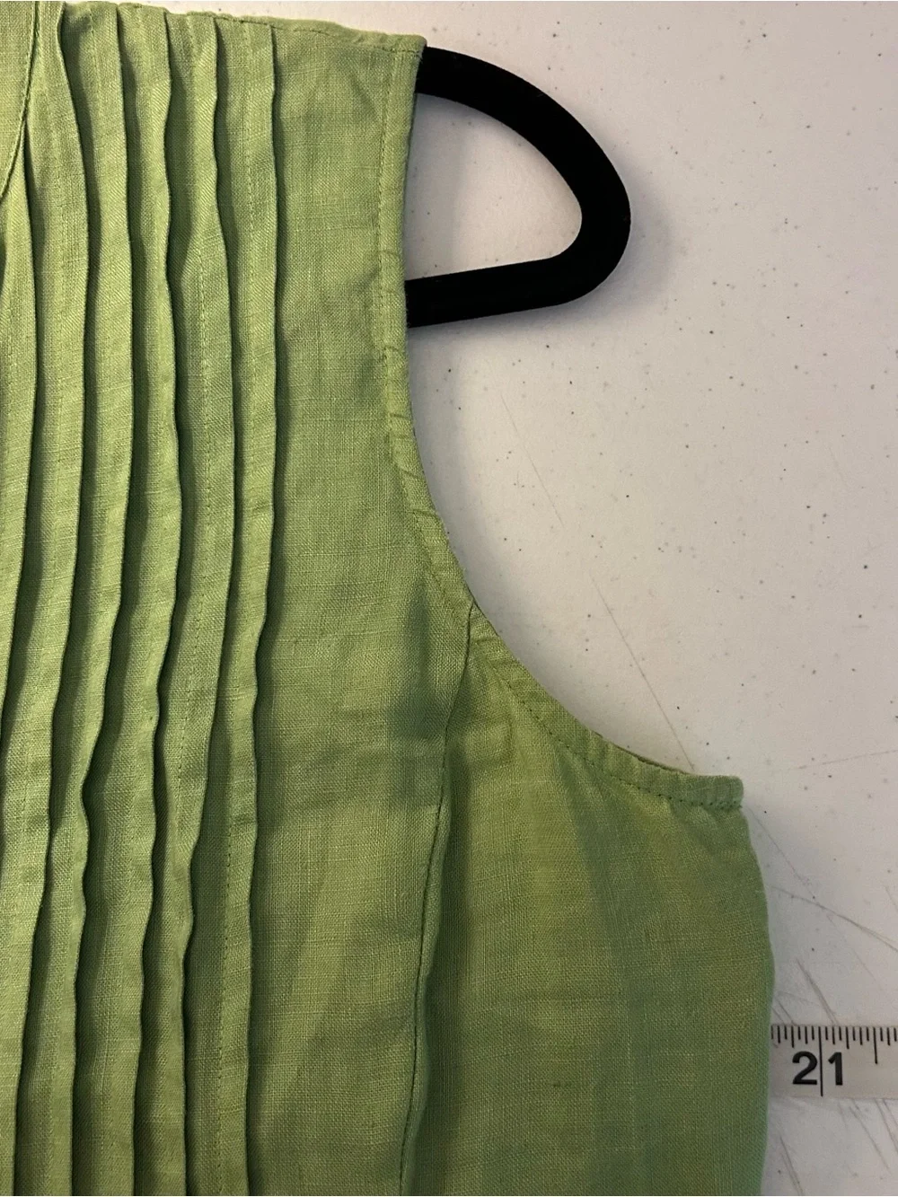 J. Jill Green Linen Pintuck Pleated Sleeveless Maxi Dress Medium Coastal
